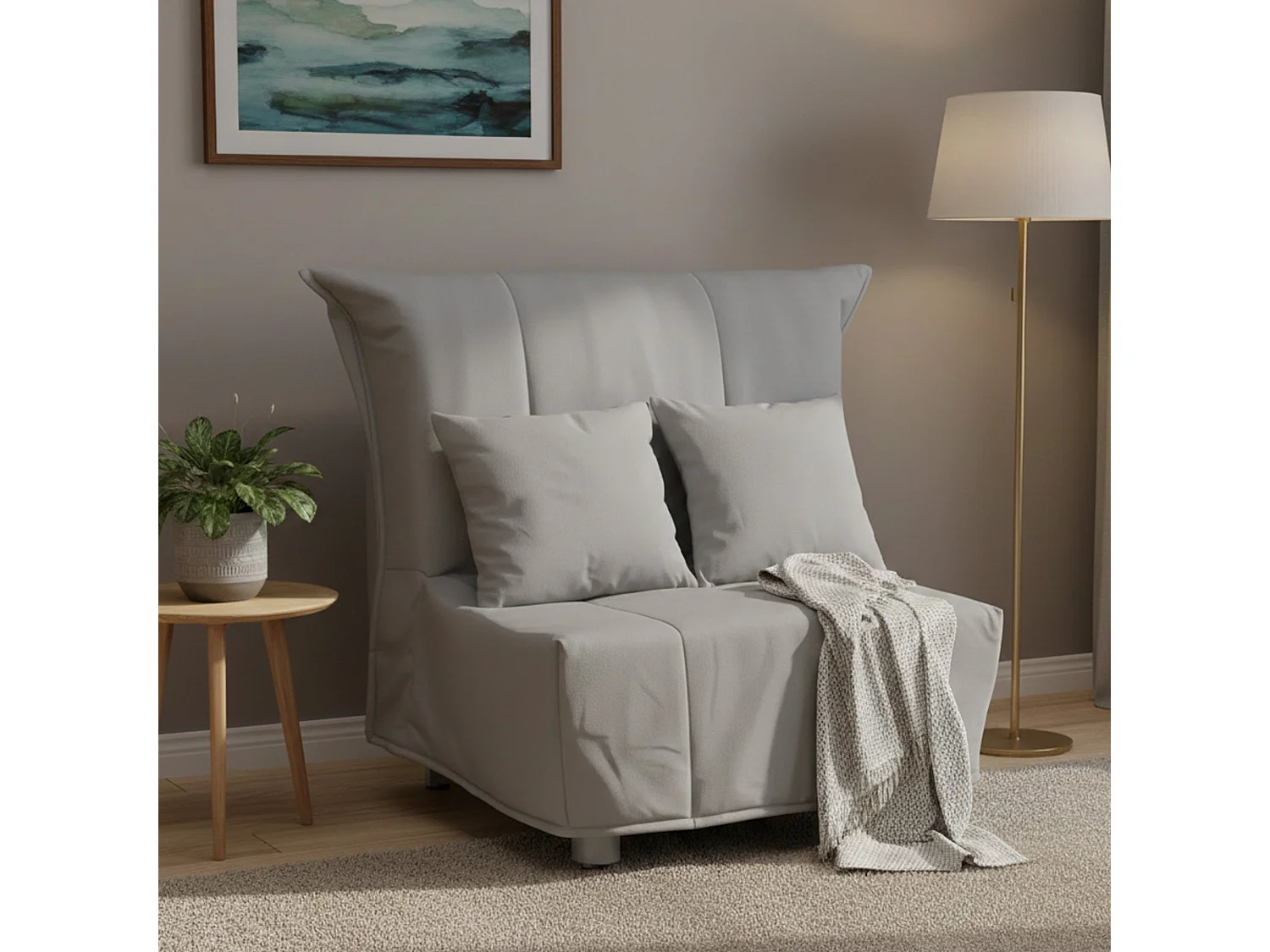 Talamo Italia Poltrona Alma 85x90x85h cm Grigio Sfoderabile Peso Supportato 200 kg, Poltroncina Materiale Struttura in Metallo Made in Italy