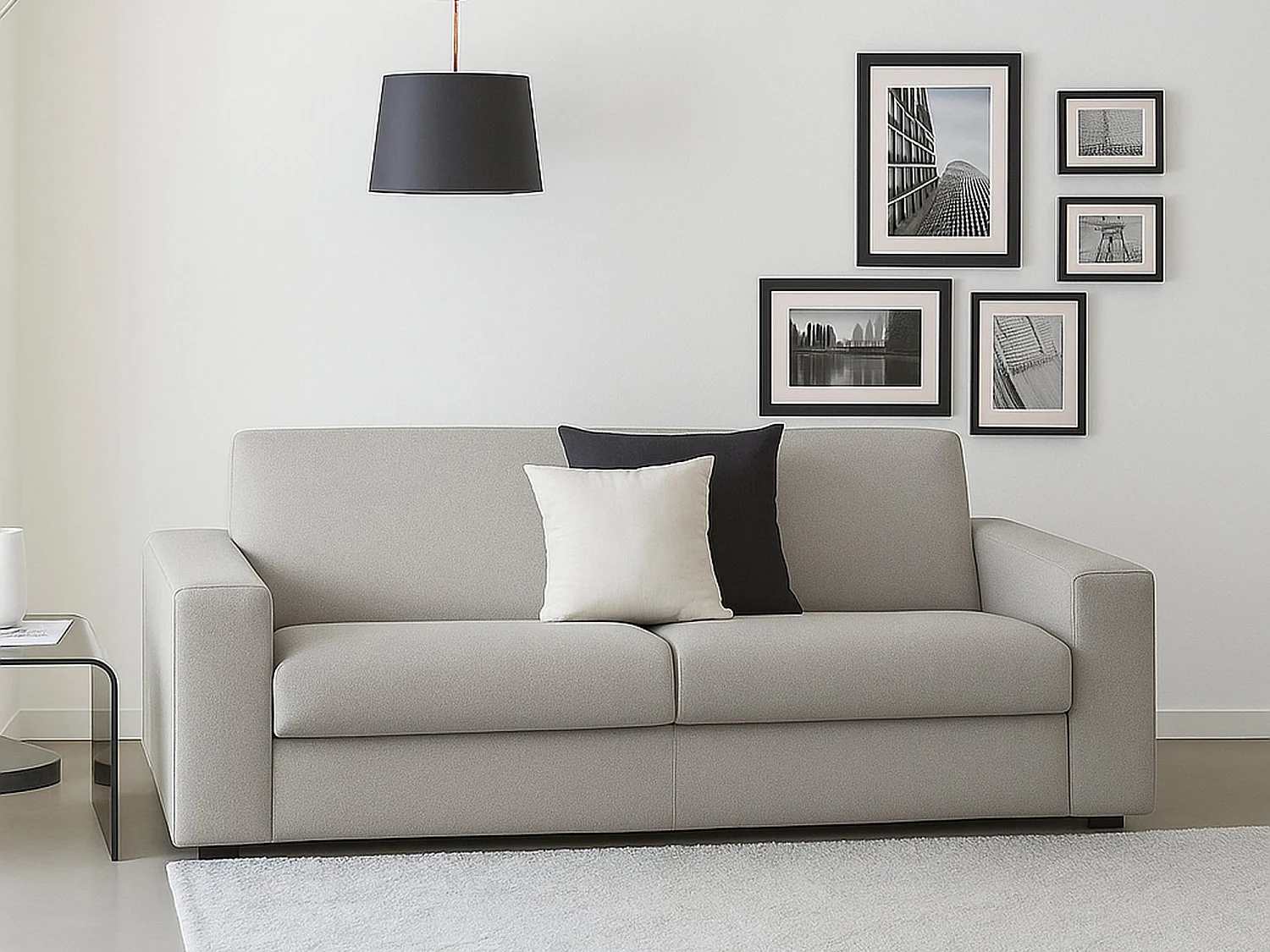 Canapé fixe Giuseppina, canapé 2 places, 100% Made in Italy, Canapé de salon en tissu rembourré, avec accoudoirs standards, 180x95h90 cm, Gris