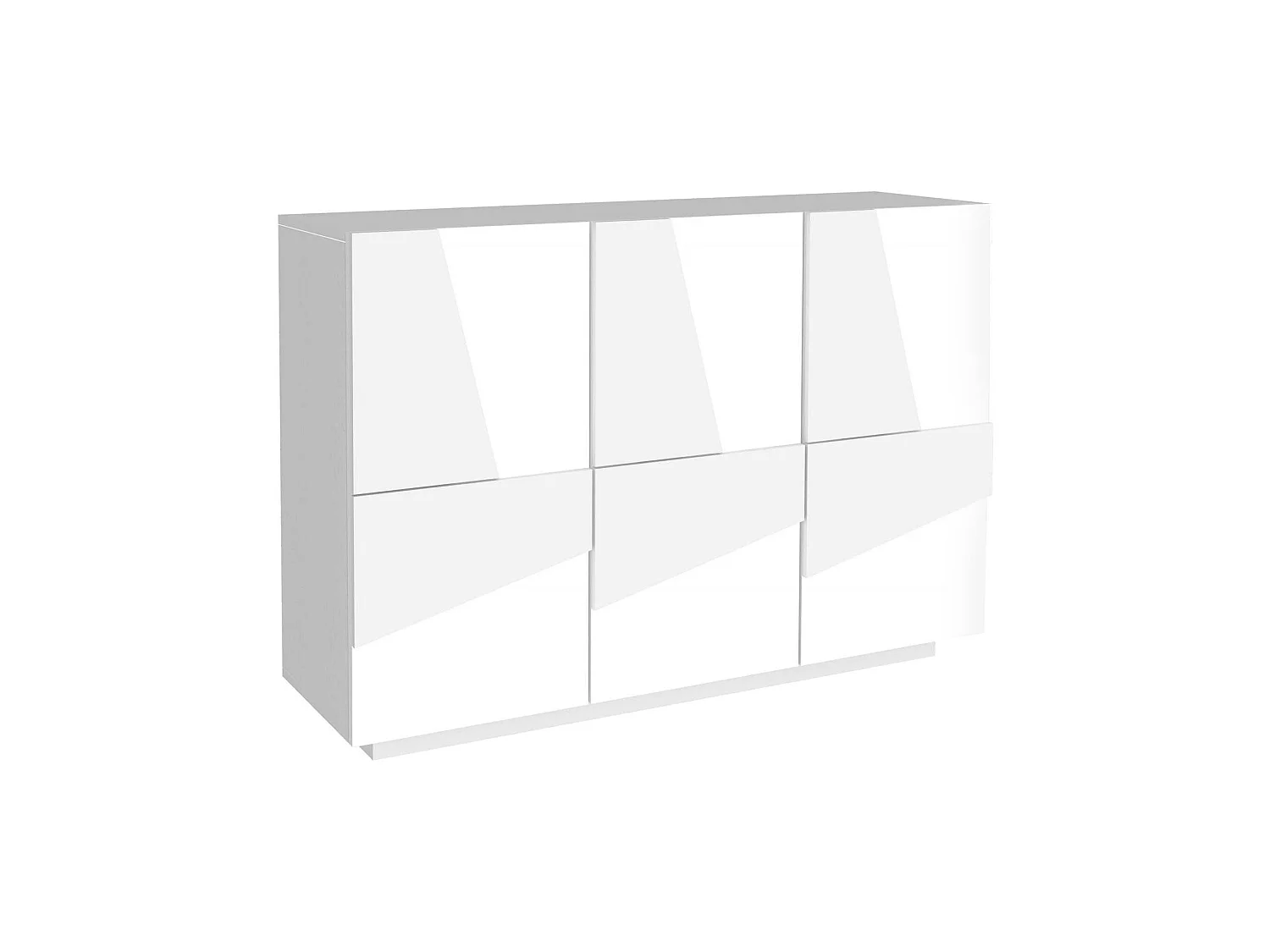 Dmora Dressoir Elia 38x121x86h cm Glanzend Wit 3 Planken 5 Vakjes, Dressoir 3 Deuren Made in Italy