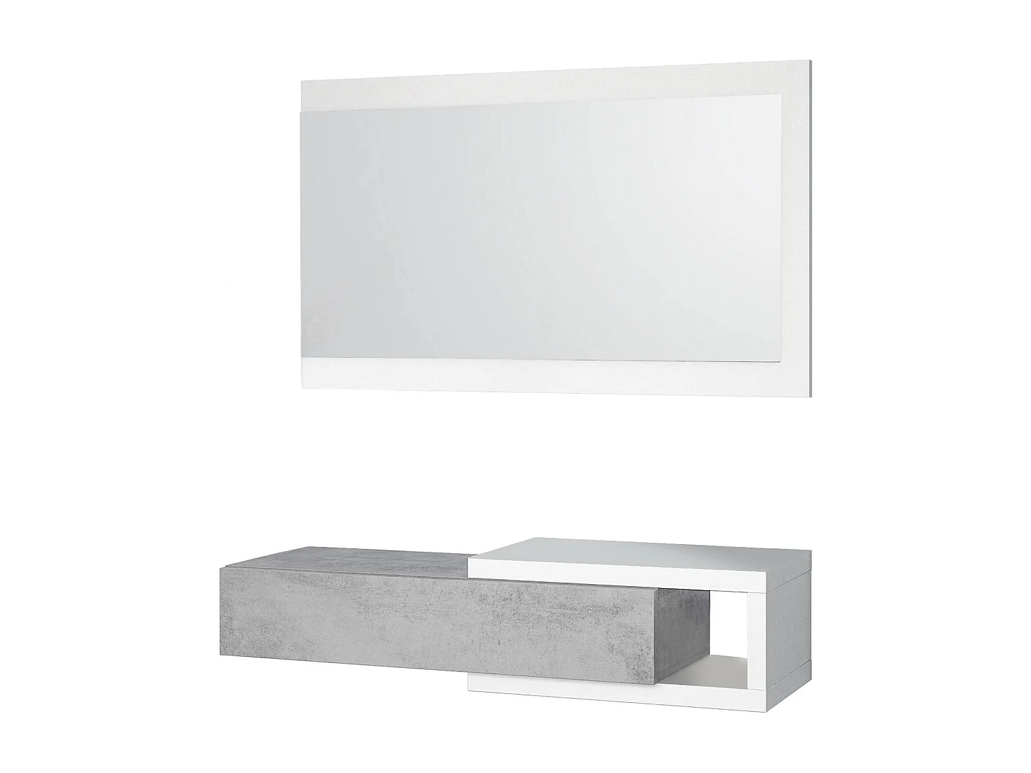 Dmora Entree Meubel Mcallen 26x95x19h cm Grijs Inclusief Spiegel, een Plank