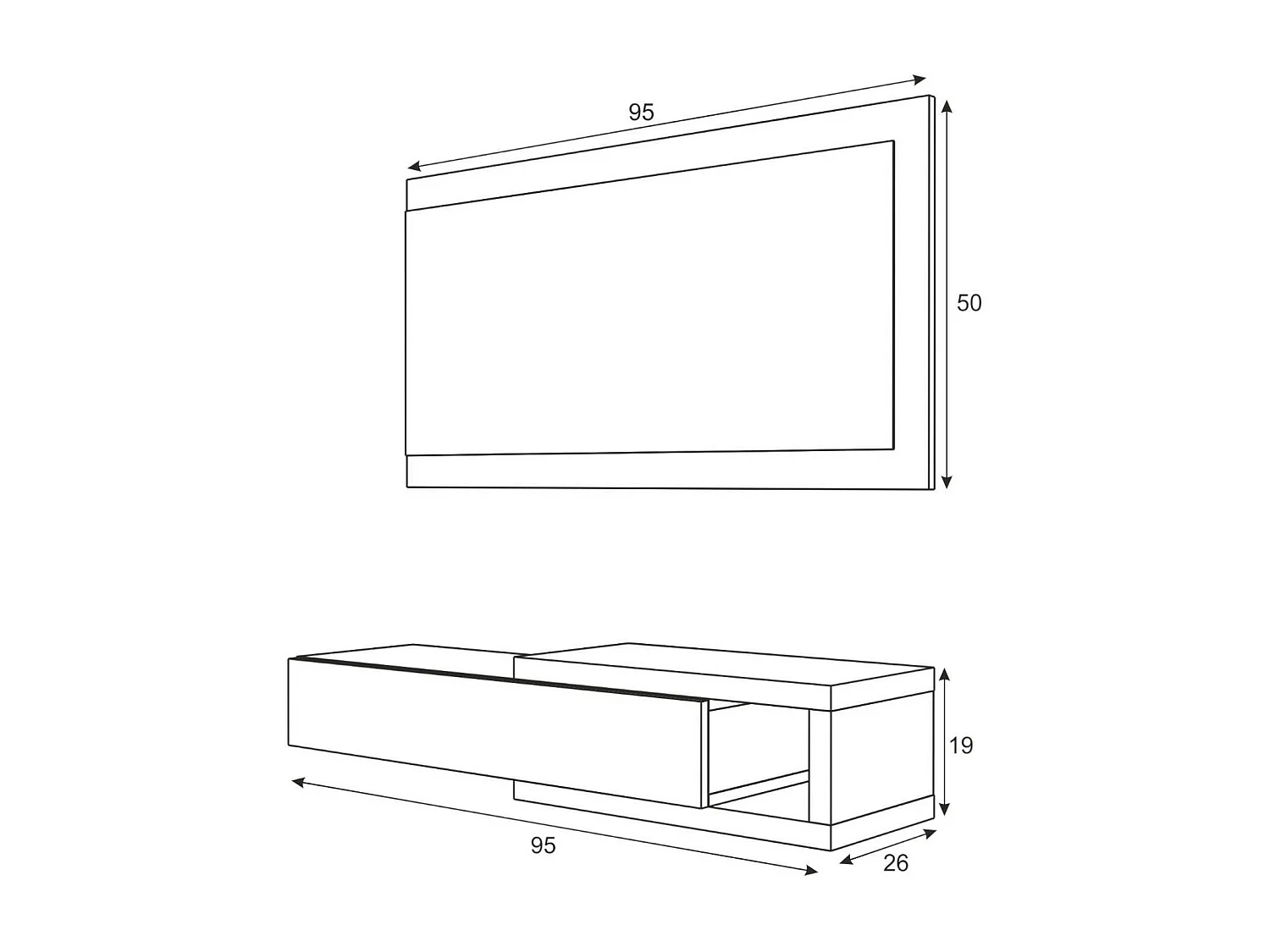 Dmora Entree Meubel Mcallen 26x95x19h cm Grijs Inclusief Spiegel, een Plank