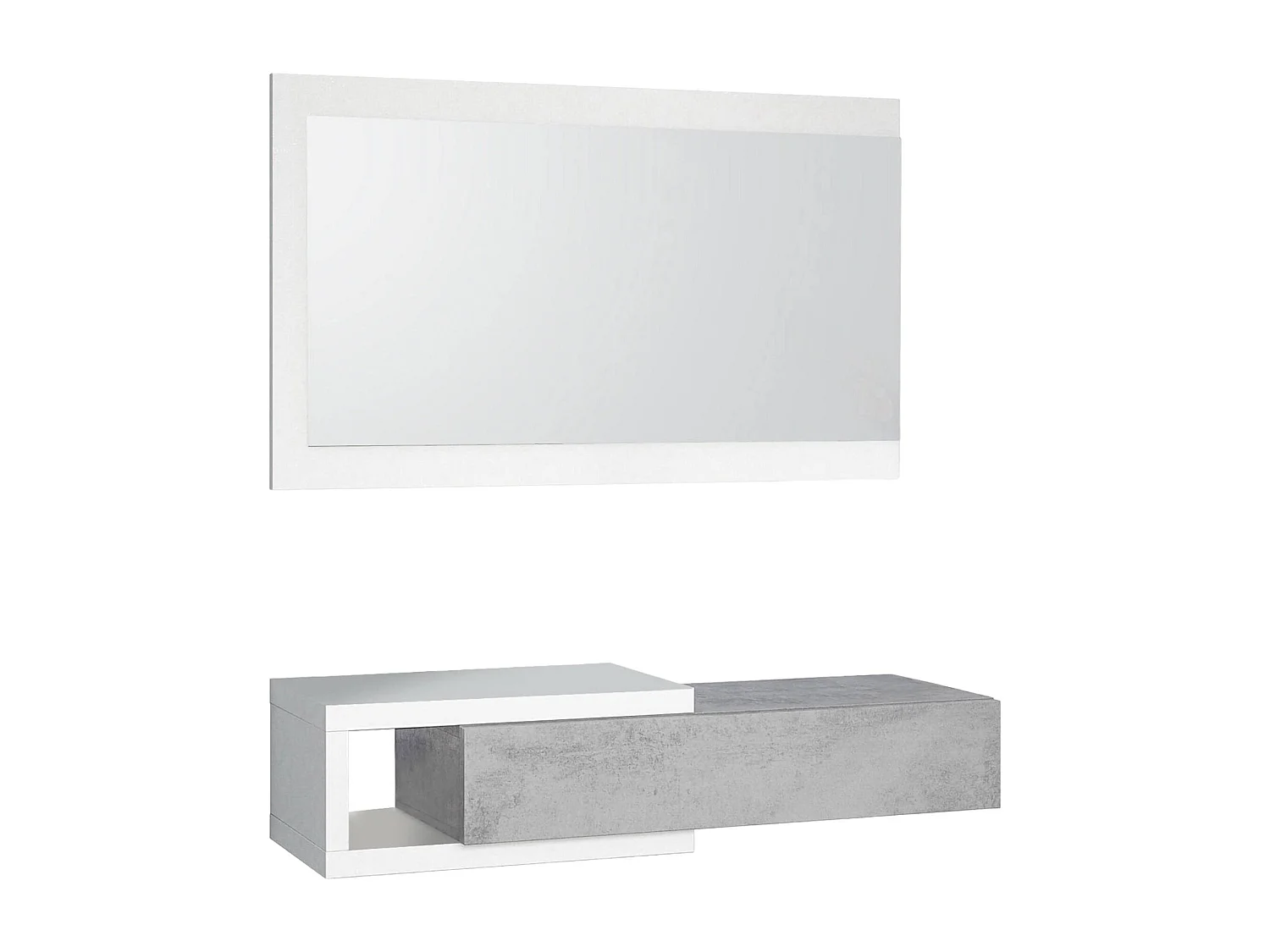 Dmora Entree Meubel Mcallen 26x95x19h cm Grijs Inclusief Spiegel, een Plank