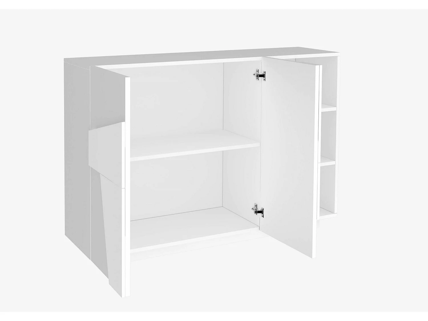 Salvo dressoir, Multifunctioneel woonkamerbuffet, 2-deurs woonkamerdressoir, 100% Made in Italy, 121x38h86 cm, Glanzend wit