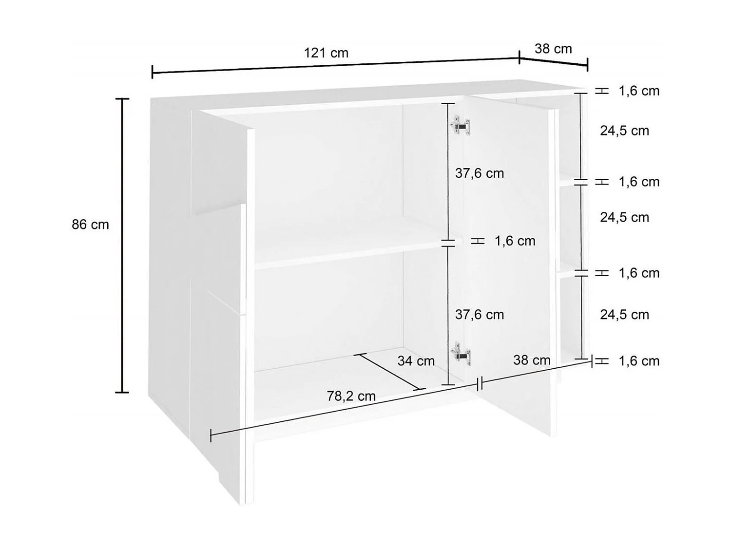 Buffet Salvo, Buffet de salon multifonctionnel, Buffet de salon 2 portes, 100% Made in Italy, 121x38h86 cm, Ardoise