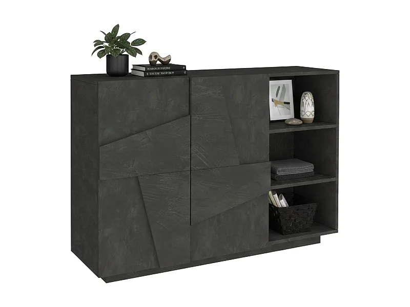 Buffet Salvo, Buffet de salon multifonctionnel, Buffet de salon 2 portes, 100% Made in Italy, 121x38h86 cm, Ardoise