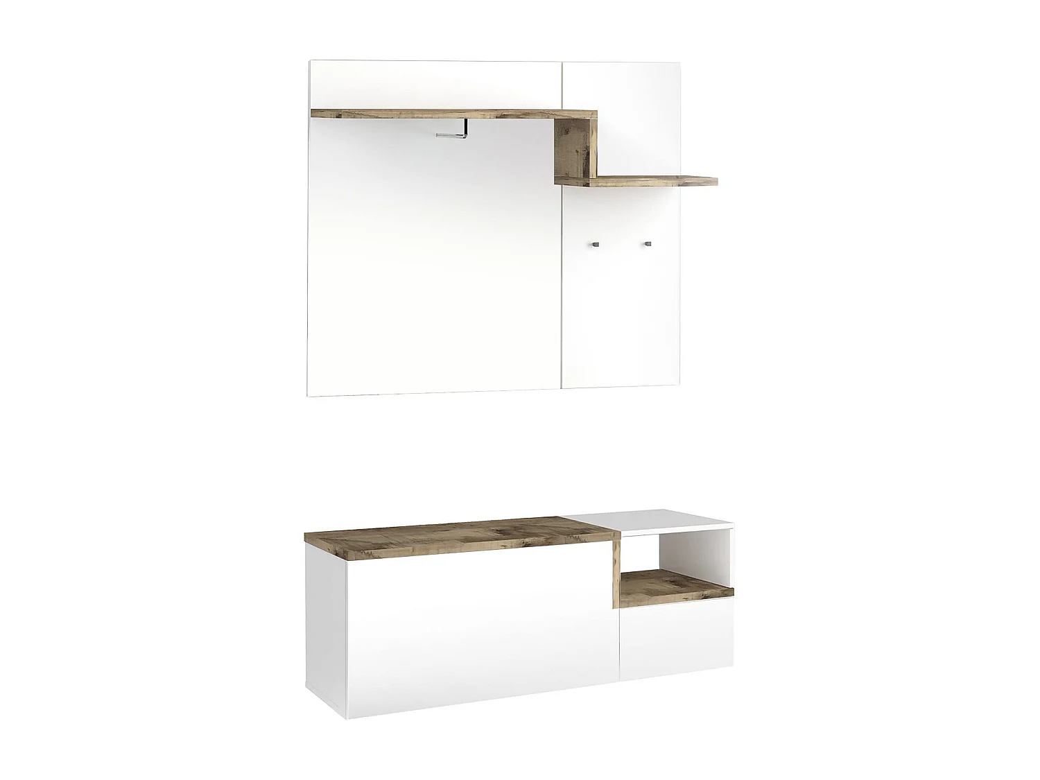 Móveis de entrada Yuri, entrada multifuncional moderna, armário multiuso para hall de entrada, 100% Fabricado na Itália, 120x40h54 cm, branco brilhante e bordo