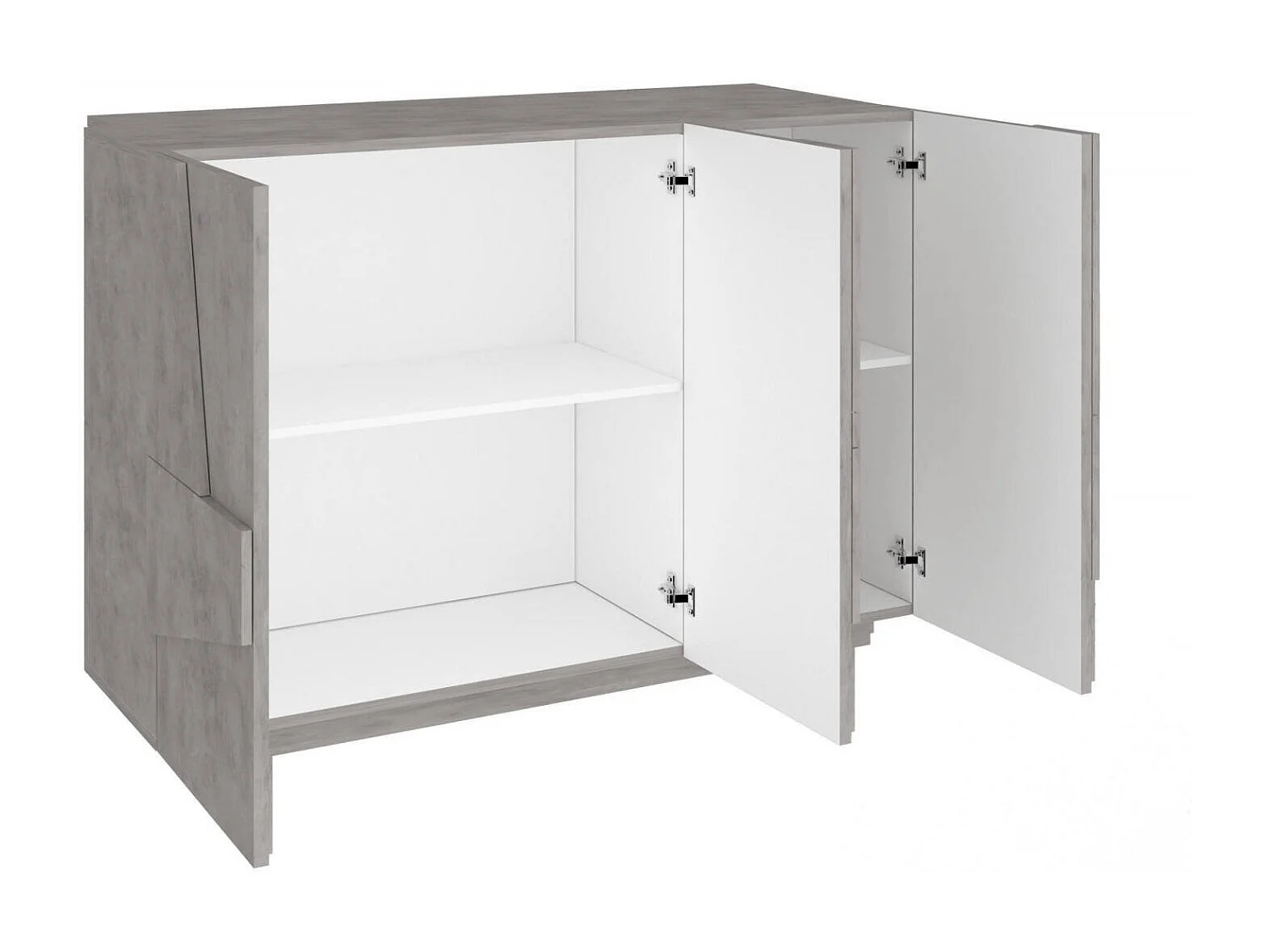 Buffet Elia, Buffet de salon multifonction, Buffet de salon 3 portes, 100% Made in Italy, 121x38h86 cm, Ciment