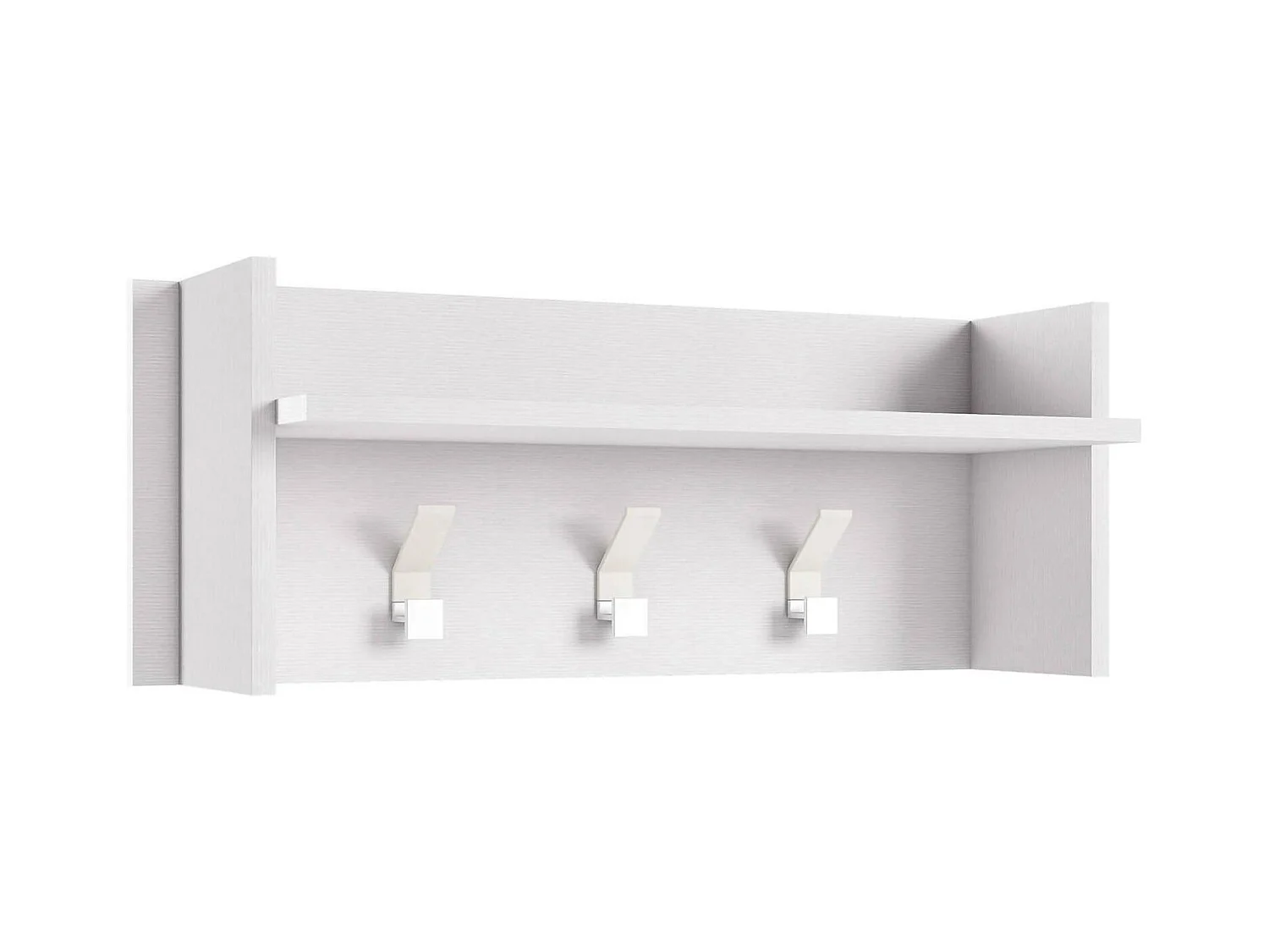 Móvel de entrada Narciso, Cabide com 3 ganchos, Prateleira de entrada, 100% Fabricado na Itália, 90x29h34 cm, Branco