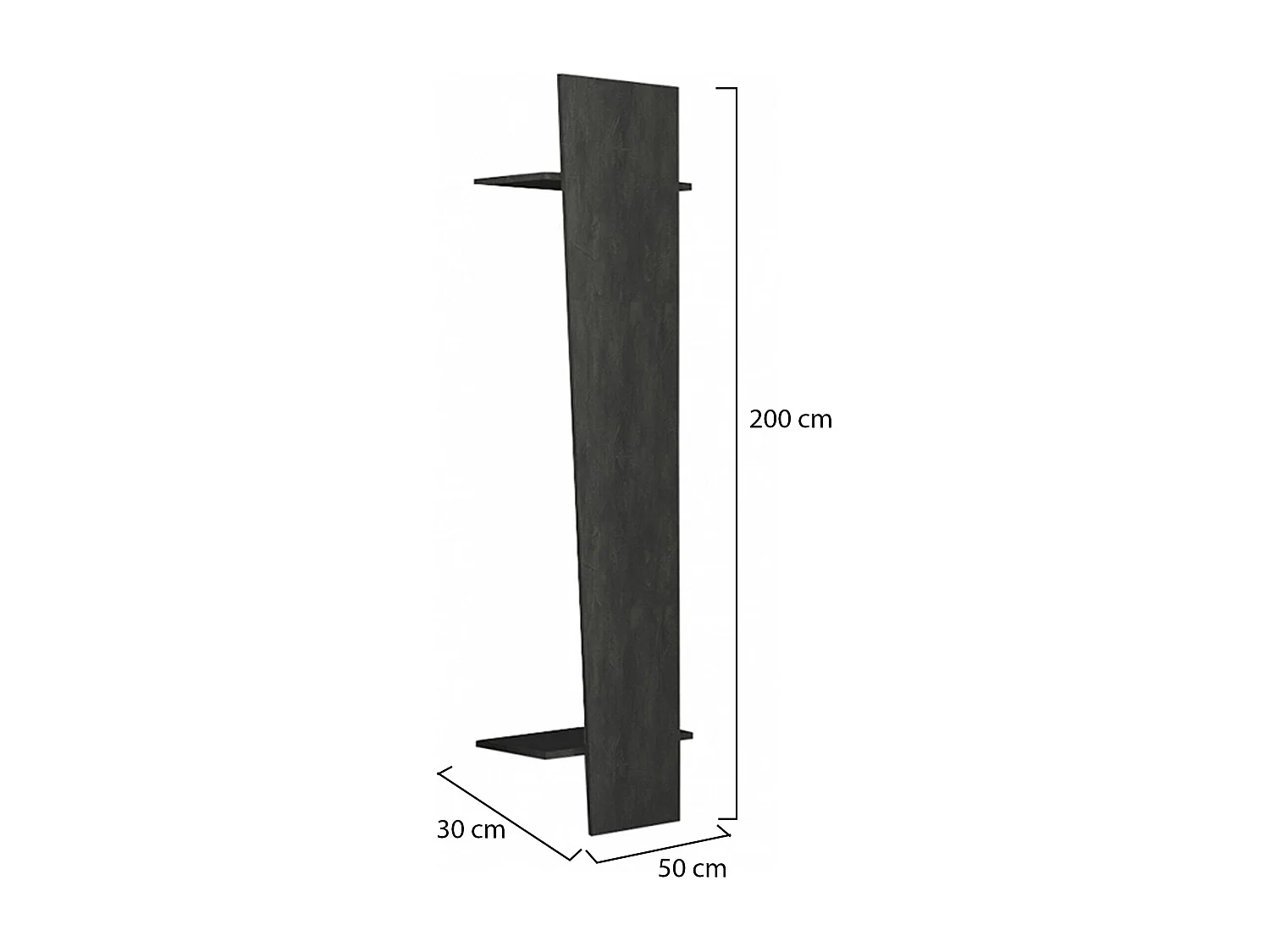 Dmora Halmeubel Sante 30x50x200h cm Zwart Antraciet 2 Planken Kapstok, 3 Vakjes Made in Italy