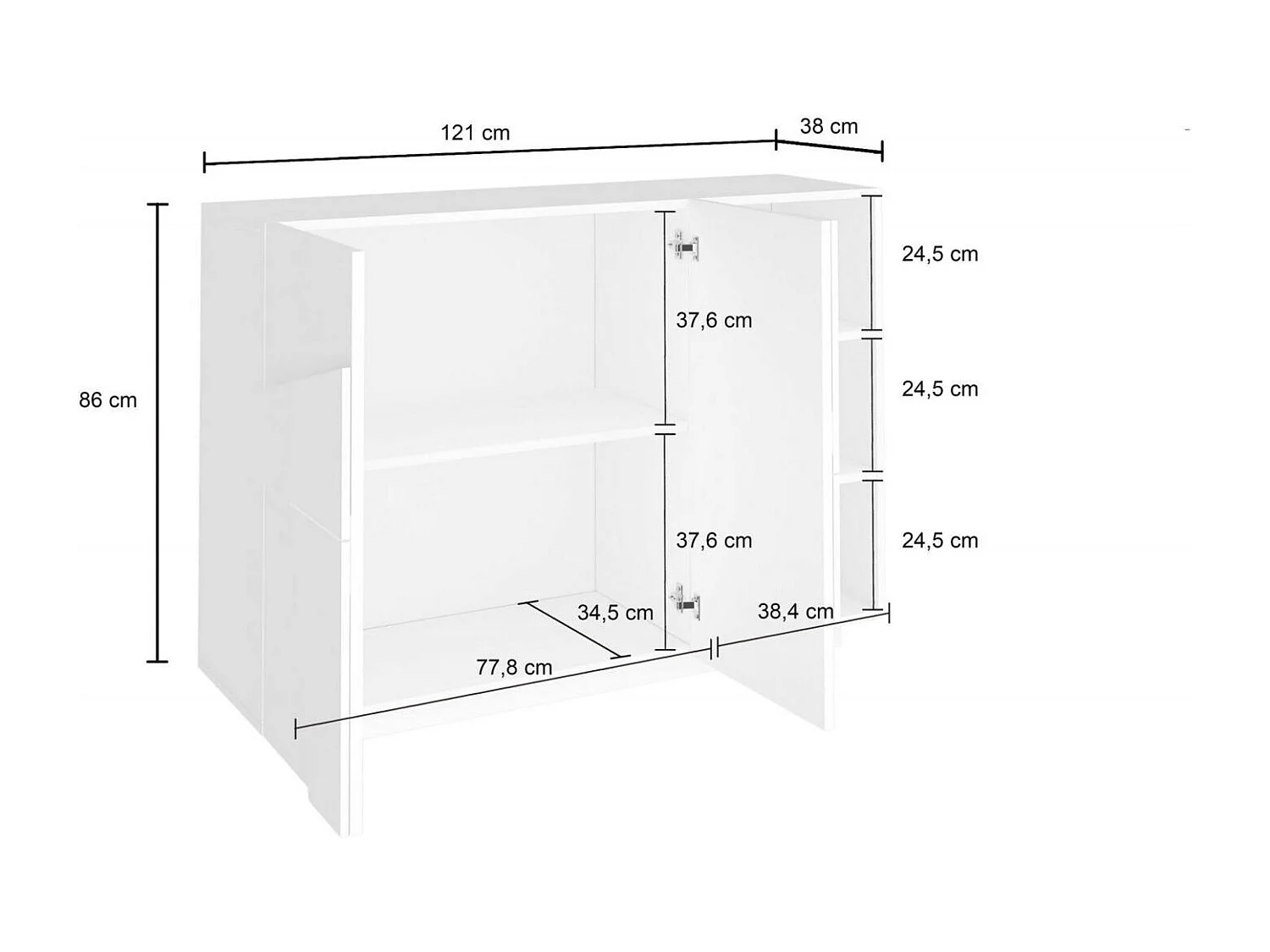 Buffet Elia, Buffet de salon multifonction, Buffet de salon 3 portes, 100% Made in Italy, 121x38h86 cm, Ardoise