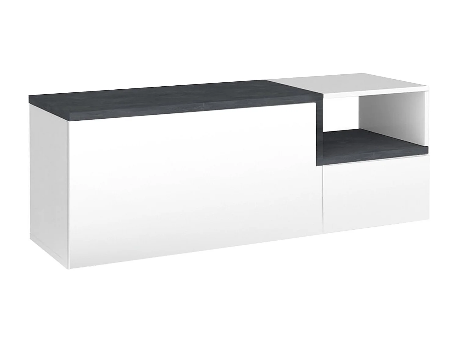 Yuri entreemeubilair, moderne multifunctionele entree, multifunctionele locker voor inkomhal, 100% Made in Italy, 120x40h54 cm, glanzend wit en leisteen