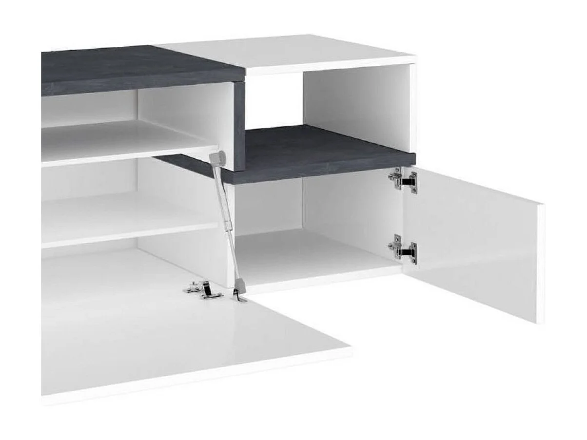 Meuble d'entrée Yuri, entrée multifonction moderne, casier polyvalent pour hall d'entrée, 100% Made in Italy, 120x40h54 cm, blanc brillant et ardoise