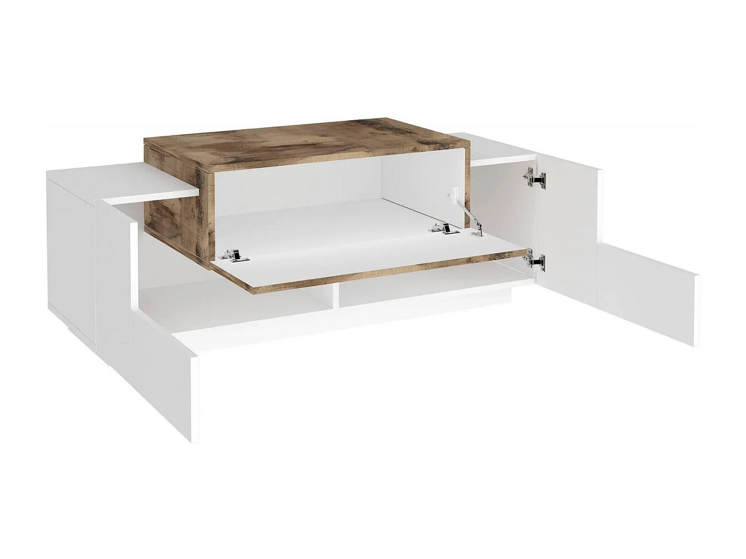 Meuble d'entrée Mirco, entrée multifonction moderne, casier polyvalent pour hall d'entrée, 100% Made in Italy, 120x45h46 cm, blanc brillant et érable