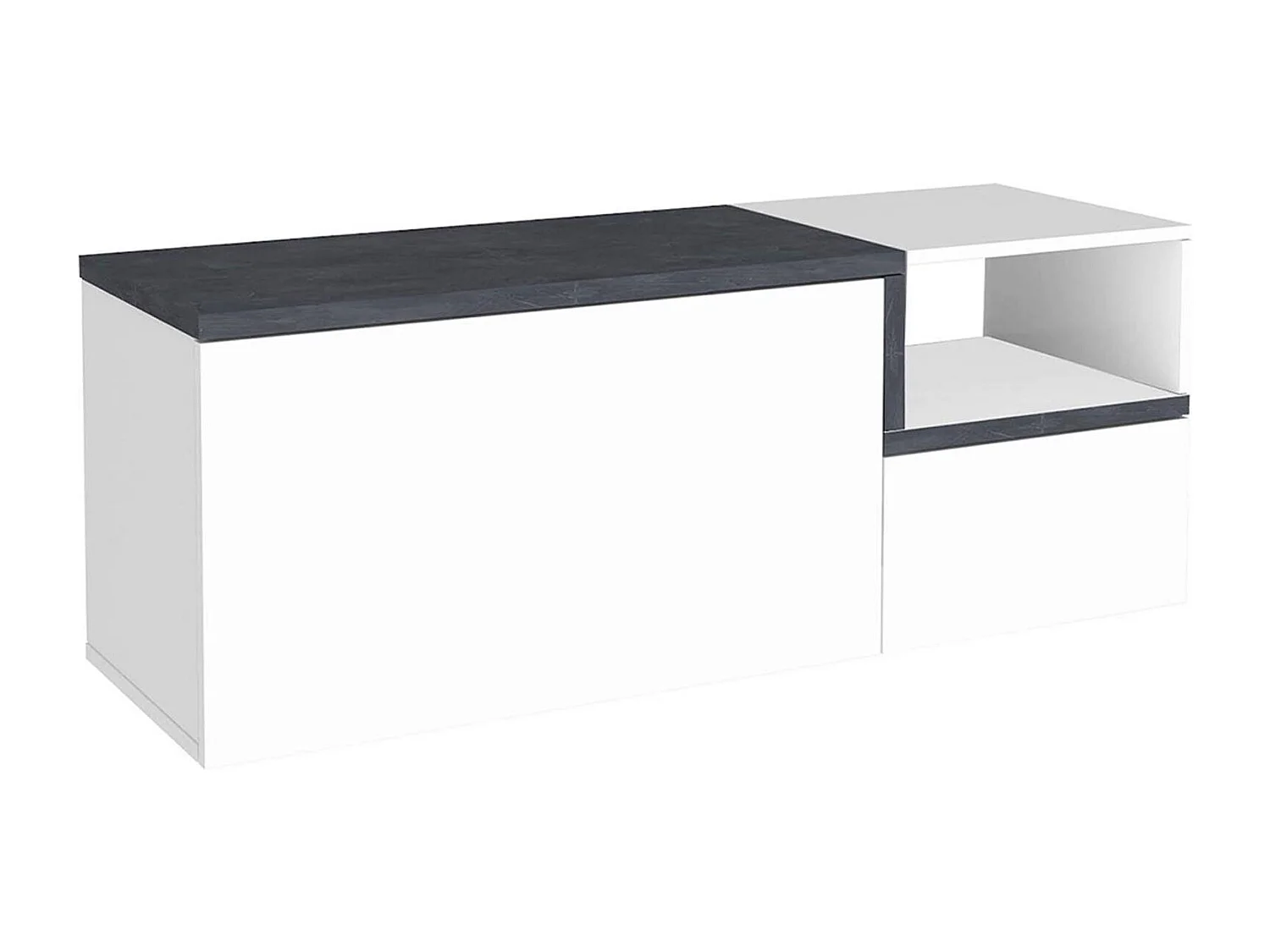 Mobilier d'entrée Flavio, Entrée multifonction moderne, Casier polyvalent pour hall d'entrée, 100% Made in Italy, 120x40h54 cm, Blanc brillant et ardoise