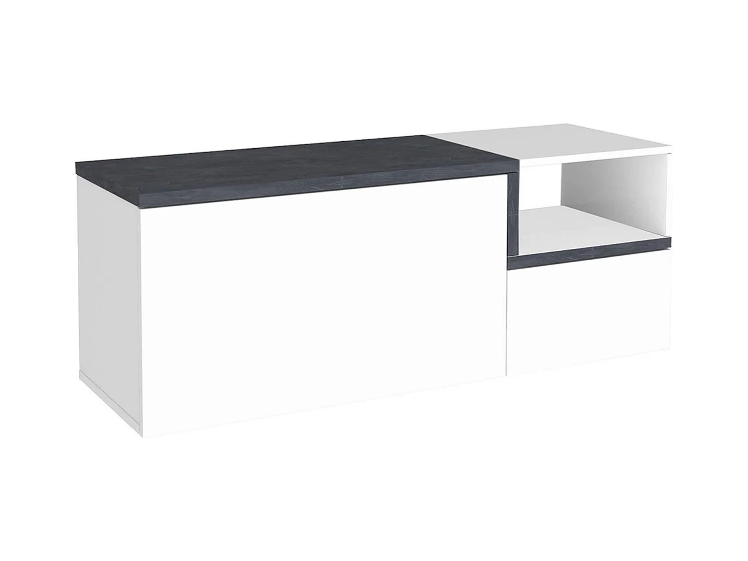 Mobilier d'entrée Flavio, Entrée multifonction moderne, Casier polyvalent pour hall d'entrée, 100% Made in Italy, 120x40h54 cm, Blanc brillant et ardoise