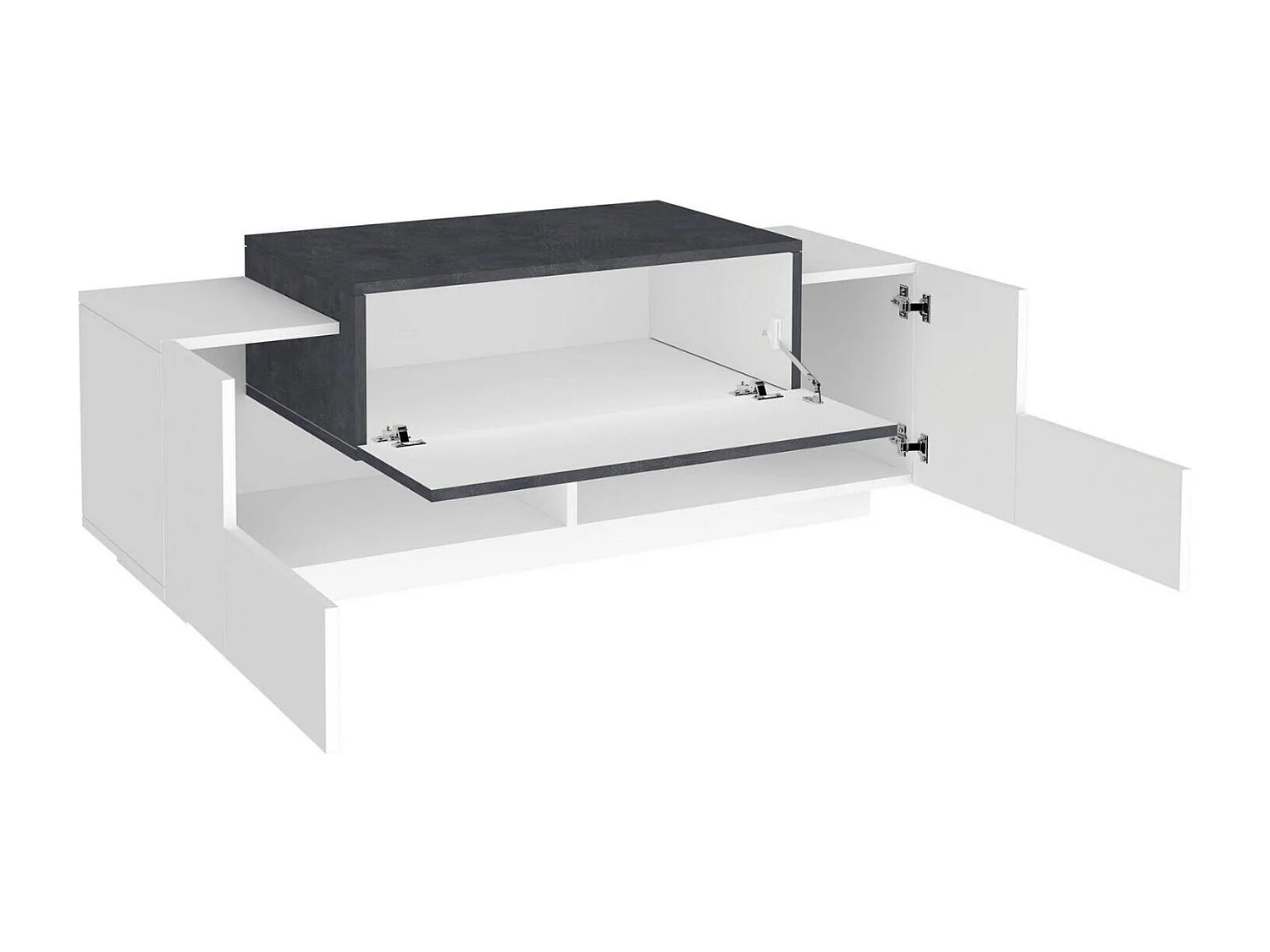 Meuble d'entrée Mirco, entrée multifonction moderne, casier polyvalent pour hall d'entrée, 100% Made in Italy, 120x45h46 cm, blanc brillant et ardoise