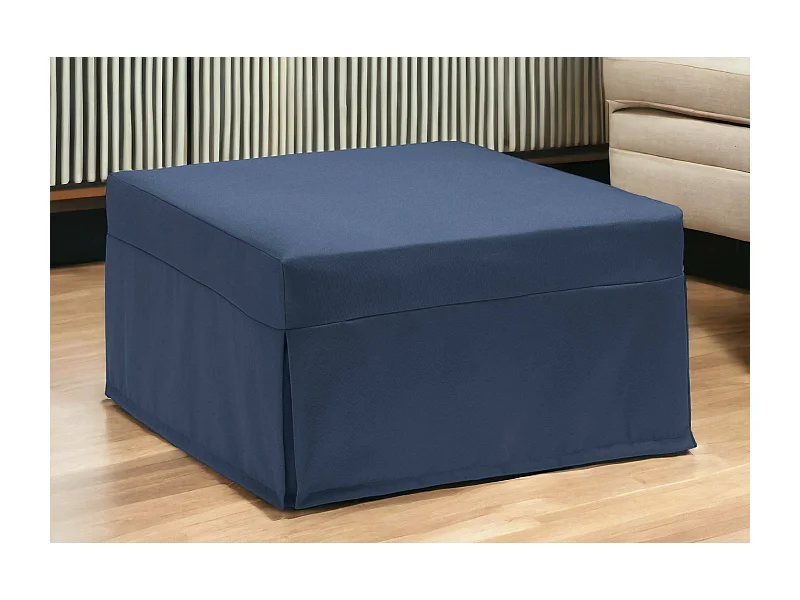 Letto pieghevole Ancilla, Pouf trasformabile in letto singolo, Pouf in tessuto da soggiorno, 100% Made in Italy, 80x80h45 cm, Blu
