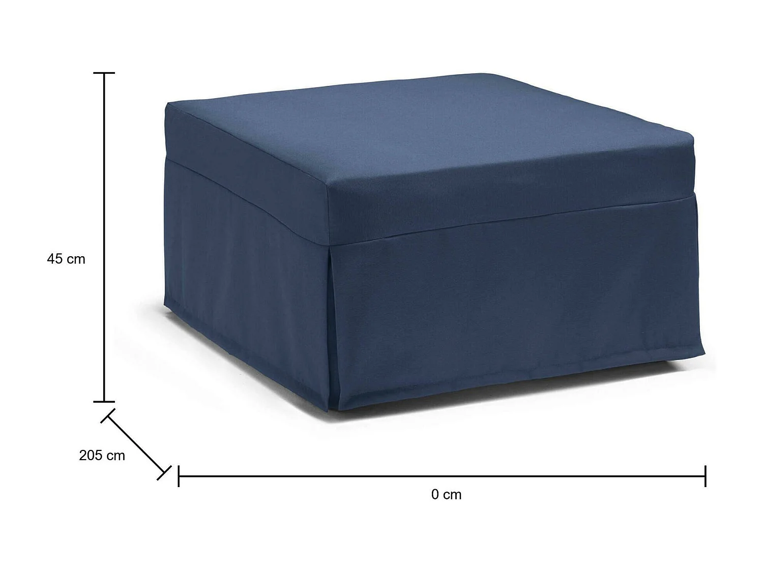 Ancilla opklapbed, Poef om te bouwen tot een eenpersoonsbed, Poef in woonkamerstof, 100% Made in Italy, 80x80h45 cm, Blauw