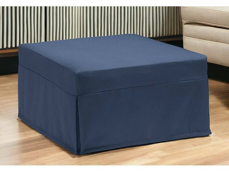 Cama dobrável Ancilla, Pufe conversível em cama de solteiro, Pufe de tecido para sala, 100% Fabricado na Itália, 80x80h45 cm, Azul