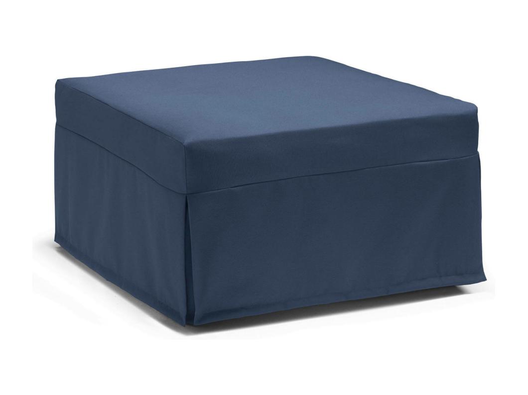 Cama dobrável Ancilla, Pufe conversível em cama de solteiro, Pufe de tecido para sala, 100% Fabricado na Itália, 80x80h45 cm, Azul