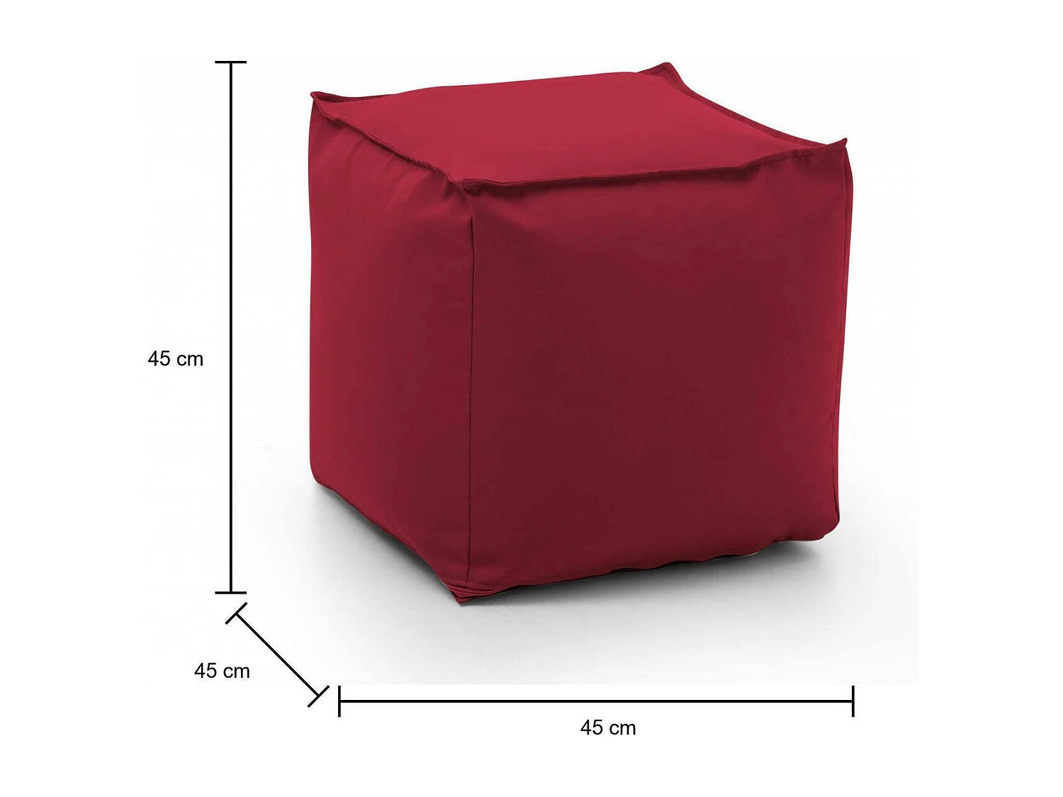 Annalaura poef, Multifunctionele poef, Ontspannende fauteuil in gewatteerde stof, 100% Made in Italy, 45x45h45 cm, Rood