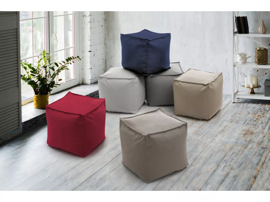 Kauf Unique Annalaura Pouf, Multifunktionspouf, Relaxsessel aus gepolstertem Stoff, 100 % Made in Italy, 45x45h45 cm, Blau