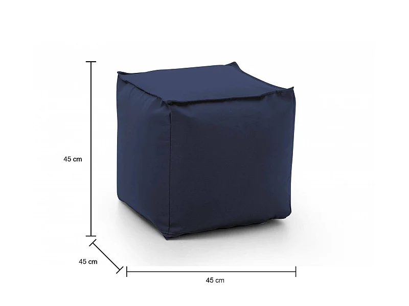 Talamo Italia Poef Annalaura 45x45x45h cm Blauw, Afneembare Hoes, Vierkant, Stoffen Frame, Made in Italy