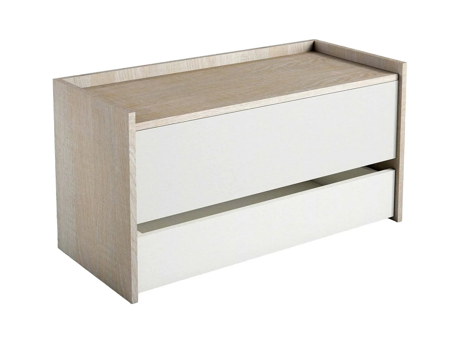 Brust Lantana, modernes Eingangsmöbel mit Schuhregal, Truhe mit zwei Behältern, 100 % Made in Italy, 90 x 40 x 46 cm, WeiÃŸ und Eiche,