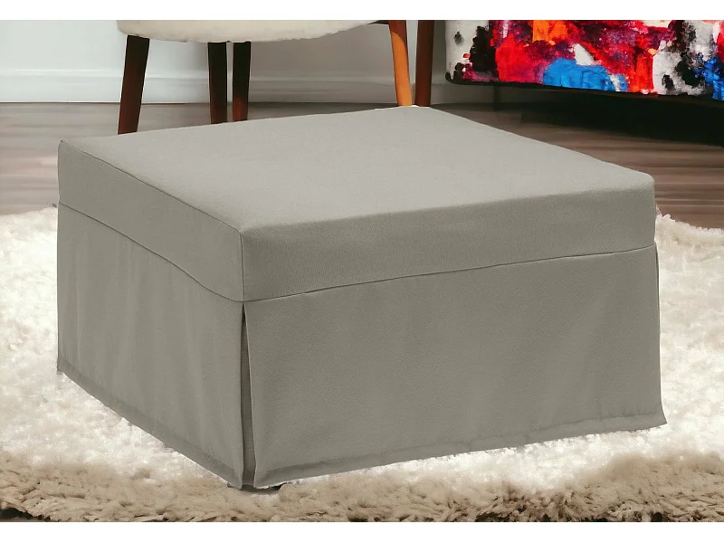 Lit pliant Ancilla, Pouf transformable en lit simple, Pouf de salon en tissu, 100% Made in Italy, 80x80h45 cm, Taupe
