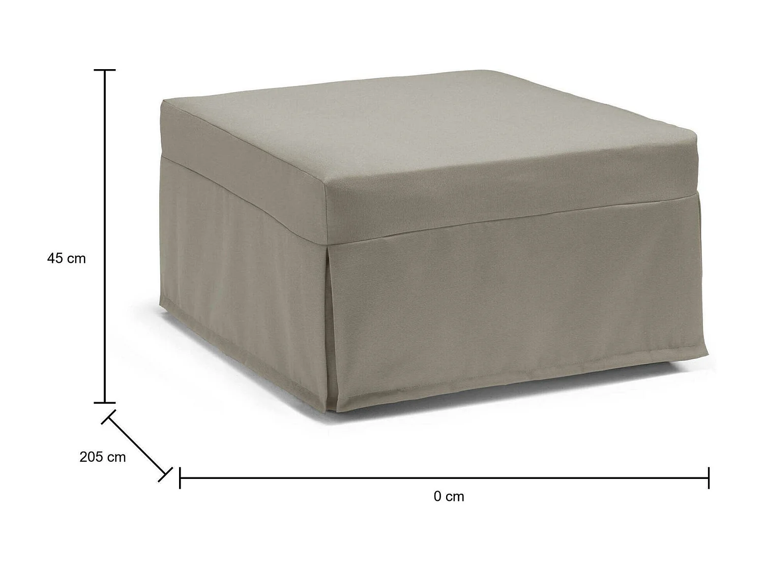 Lit pliant Ancilla, Pouf transformable en lit simple, Pouf de salon en tissu, 100% Made in Italy, 80x80h45 cm, Taupe