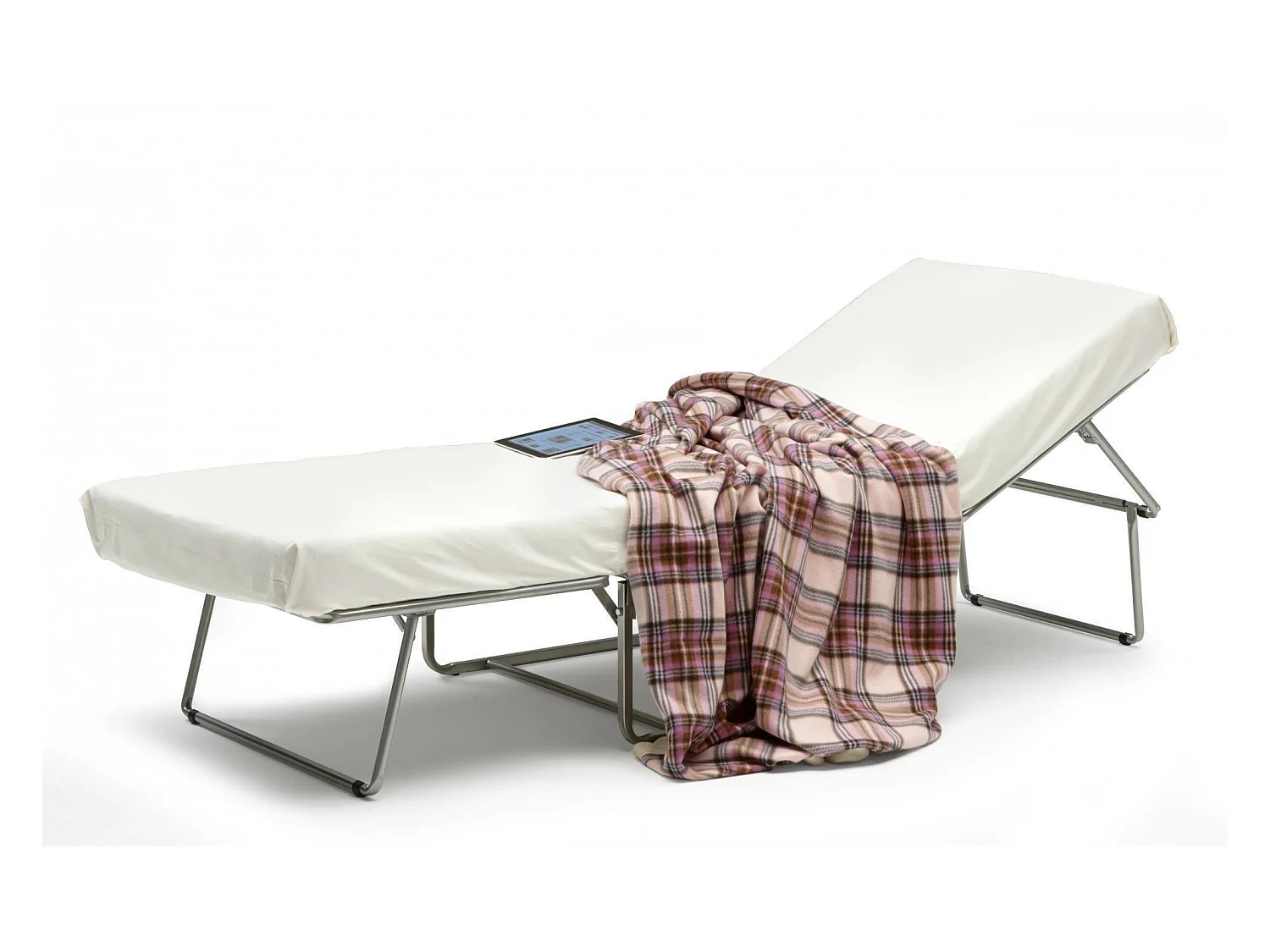 Cama plegable Ancilla, Puf convertible en cama individual, Puf de tela para salón, 100% Made in Italy, 80x80h45 cm, Crema