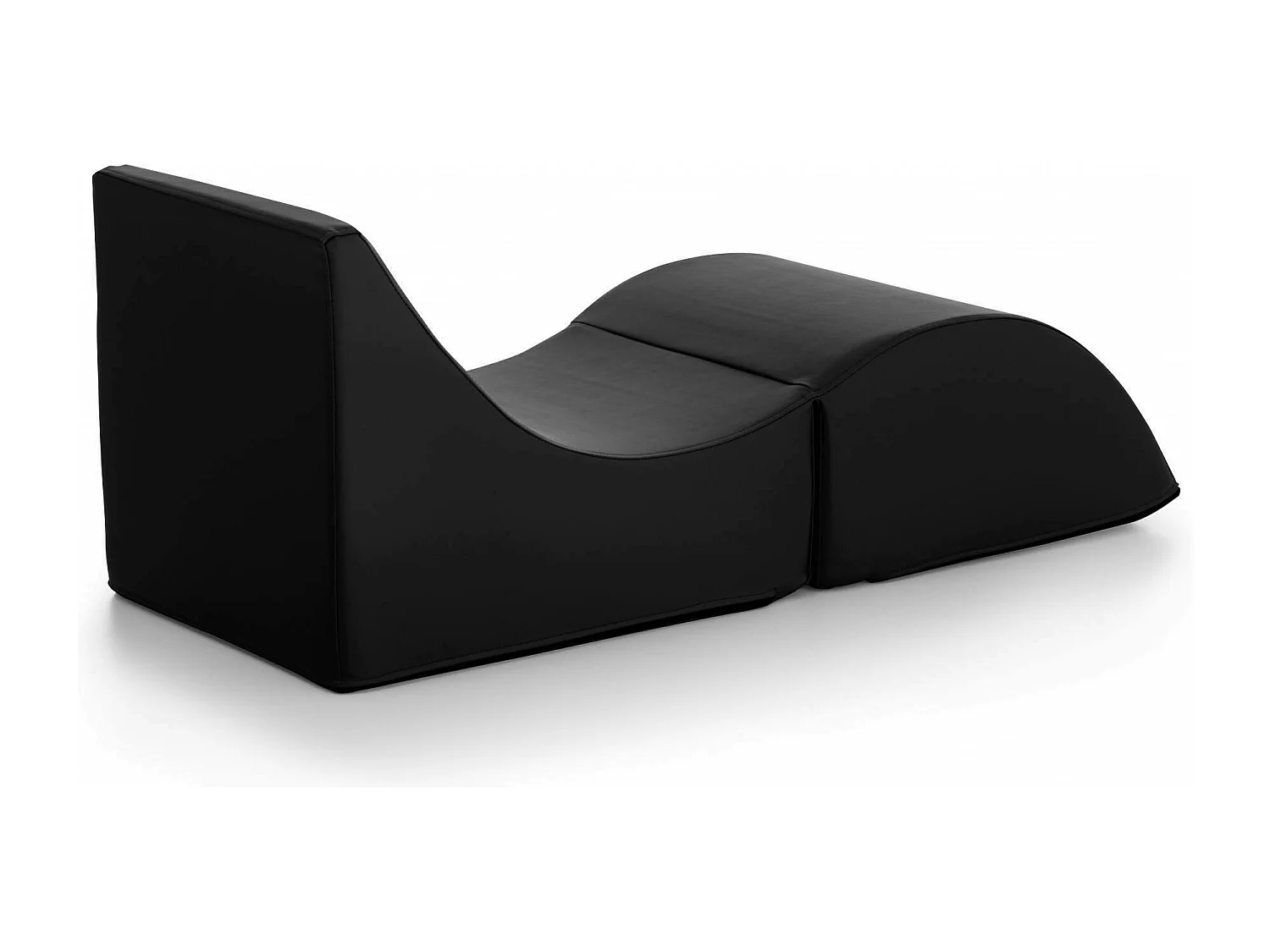Lit pliant Andreina, Pouf transformable en lit simple, Méridienne en éco-cuir, 100% Made in Italy, 130x50h50 cm, Noir