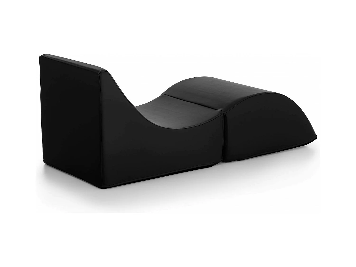 Cama plegable Andreina, Puf convertible en cama individual, Chaise longue de ecopiel, 100% Made in Italy, 130x50h50 cm, Negro