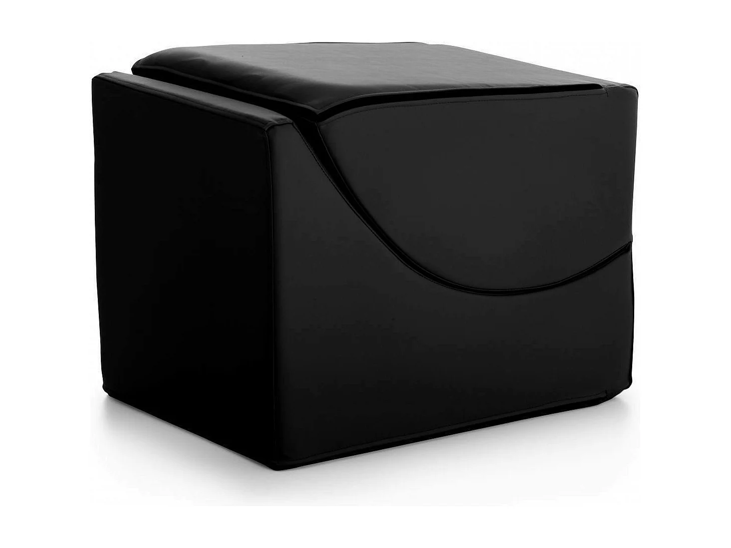 Lit pliant Andreina, Pouf transformable en lit simple, Méridienne en éco-cuir, 100% Made in Italy, 130x50h50 cm, Noir