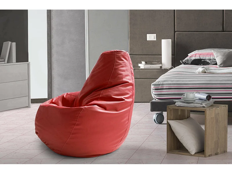 Pouf Annachiara, Pouf pouf, Pouf en simili cuir, 100% Made in Italy, 70x70h110 cm, Rouge