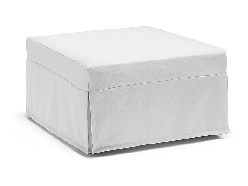Letto pieghevole Ancilla, Pouf trasformabile in letto singolo, Pouf in tessuto da soggiorno, 100% Made in Italy, 80x80h45 cm, Bianco