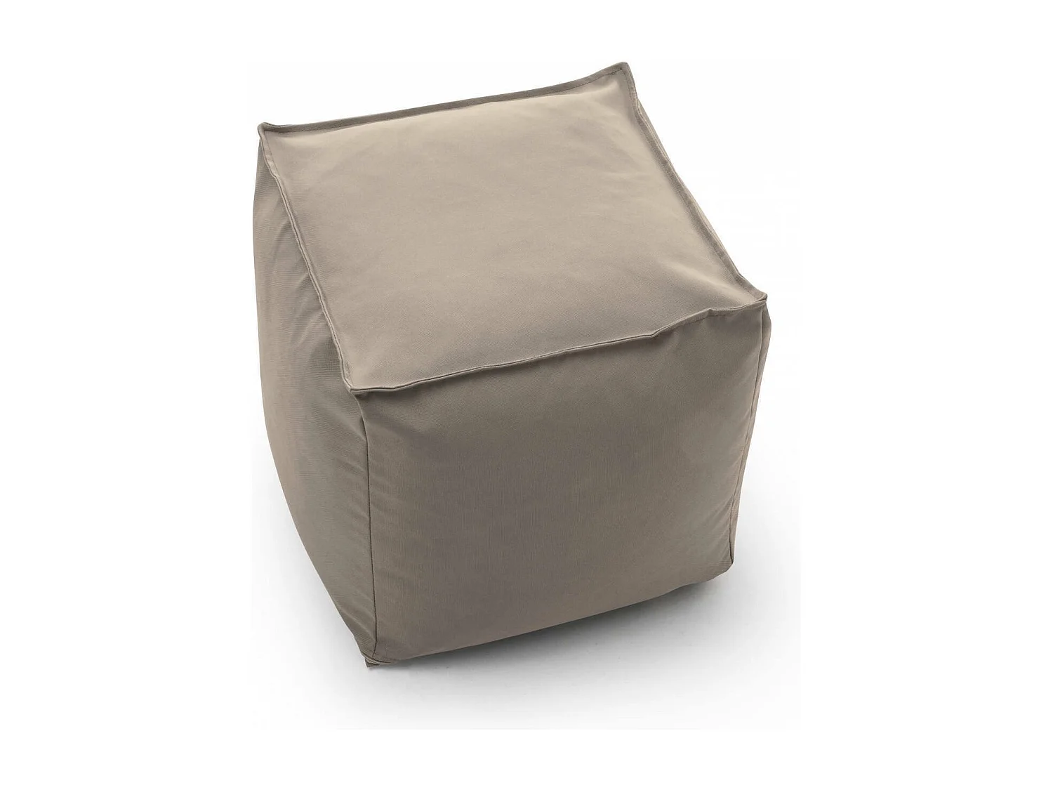 Annalaura poef, Multifunctionele poef, Ontspannende fauteuil in gewatteerde stof, 100% Made in Italy, 45x45h45 cm, Beige