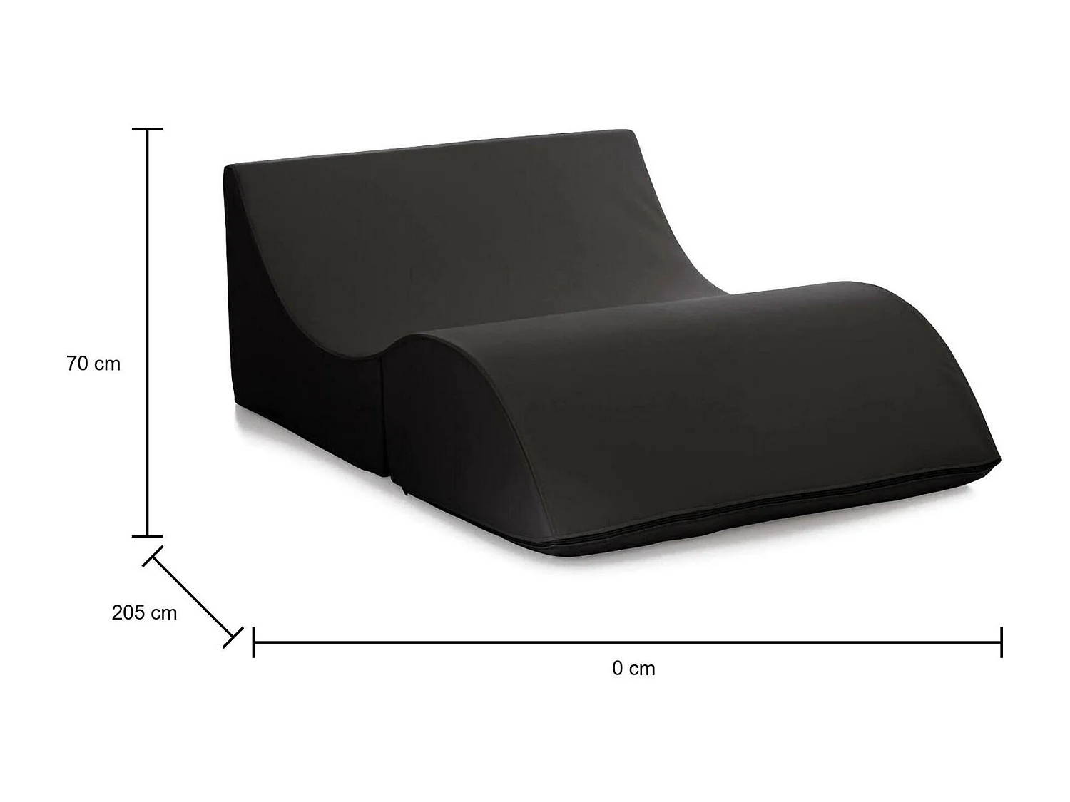Lit pliant Annabella, Pouf transformable en lit double, Méridienne en éco-cuir, 100% Made in Italy, 100x200h70 cm, Noir