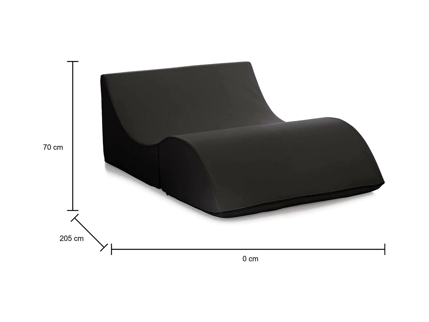 Lit pliant Annabella, Pouf transformable en lit double, Méridienne en éco-cuir, 100% Made in Italy, 100x200h70 cm, Noir