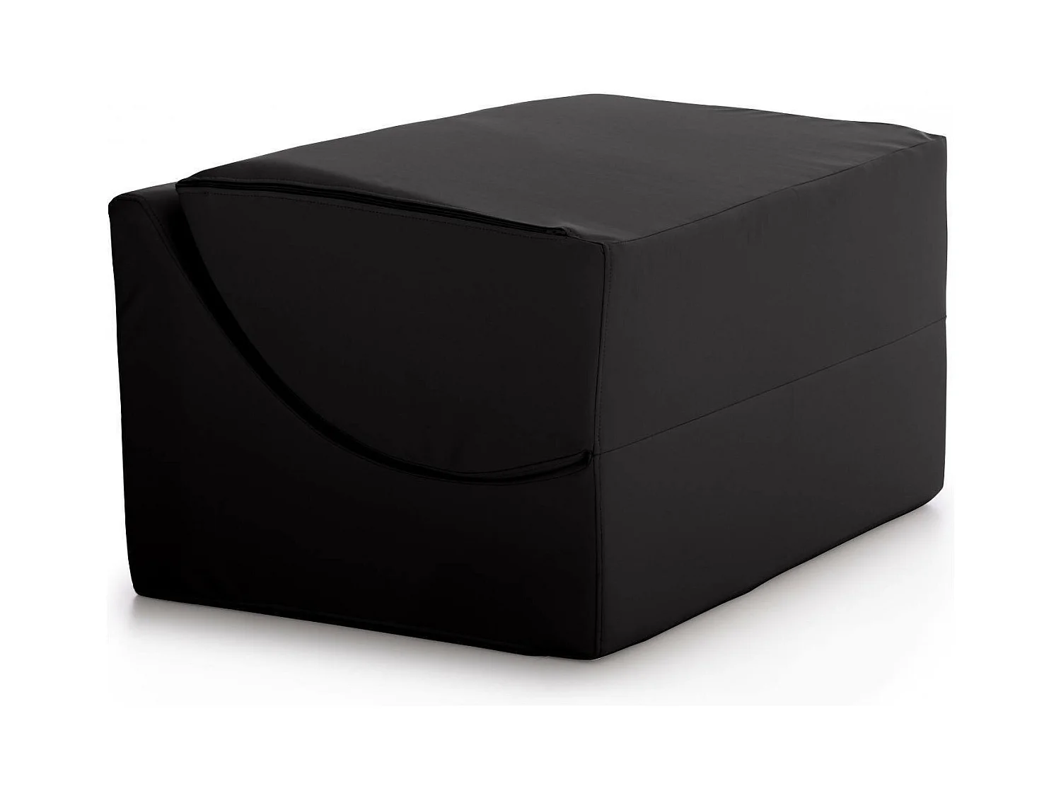 Lit pliant Annabella, Pouf transformable en lit double, Méridienne en éco-cuir, 100% Made in Italy, 100x200h70 cm, Noir