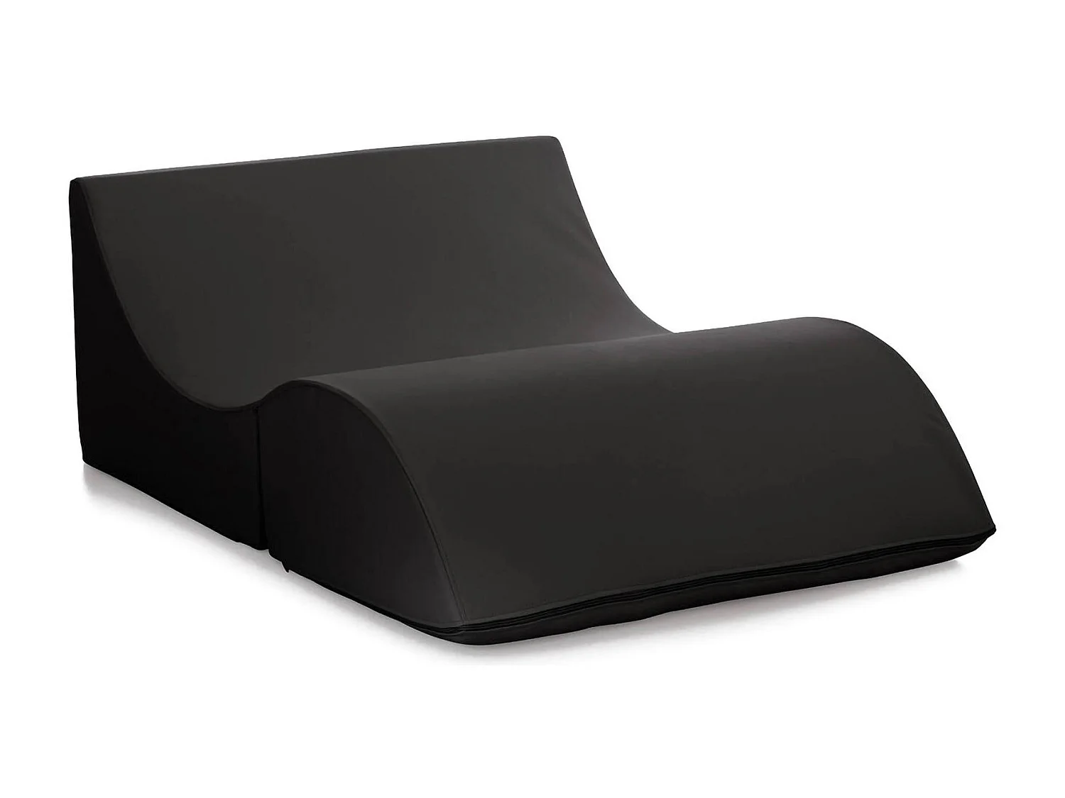 Lit pliant Annabella, Pouf transformable en lit double, Méridienne en éco-cuir, 100% Made in Italy, 100x200h70 cm, Noir