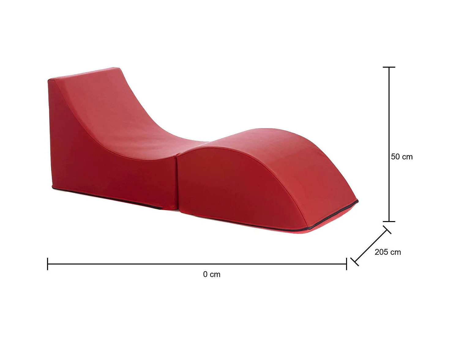 Cama plegable Andreina, Puf convertible en cama individual, Chaise longue de ecopiel, 100% Made in Italy, 130x50h50 cm, Rojo