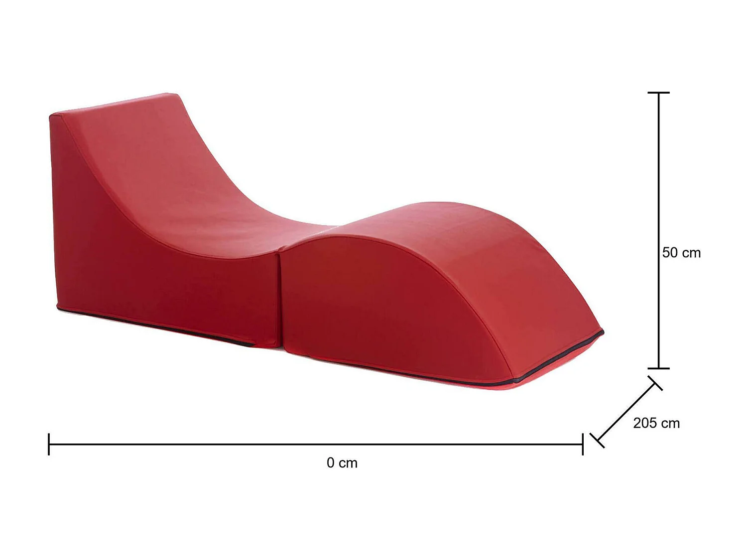 Lit pliant Andreina, Pouf transformable en lit simple, Méridienne en éco-cuir, 100% Made in Italy, 130x50h50 cm, Rouge