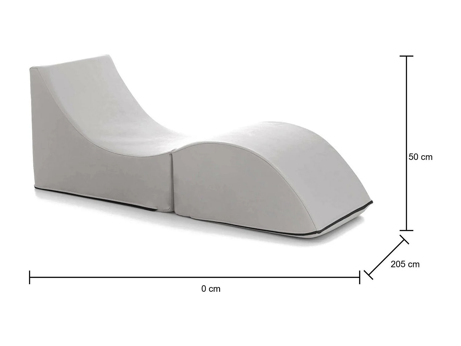 Andreina opklapbed, Poef om te bouwen tot een eenpersoonsbed, Chaise longue van ecoleer, 100% Made in Italy, 130x50h50 cm, Wit