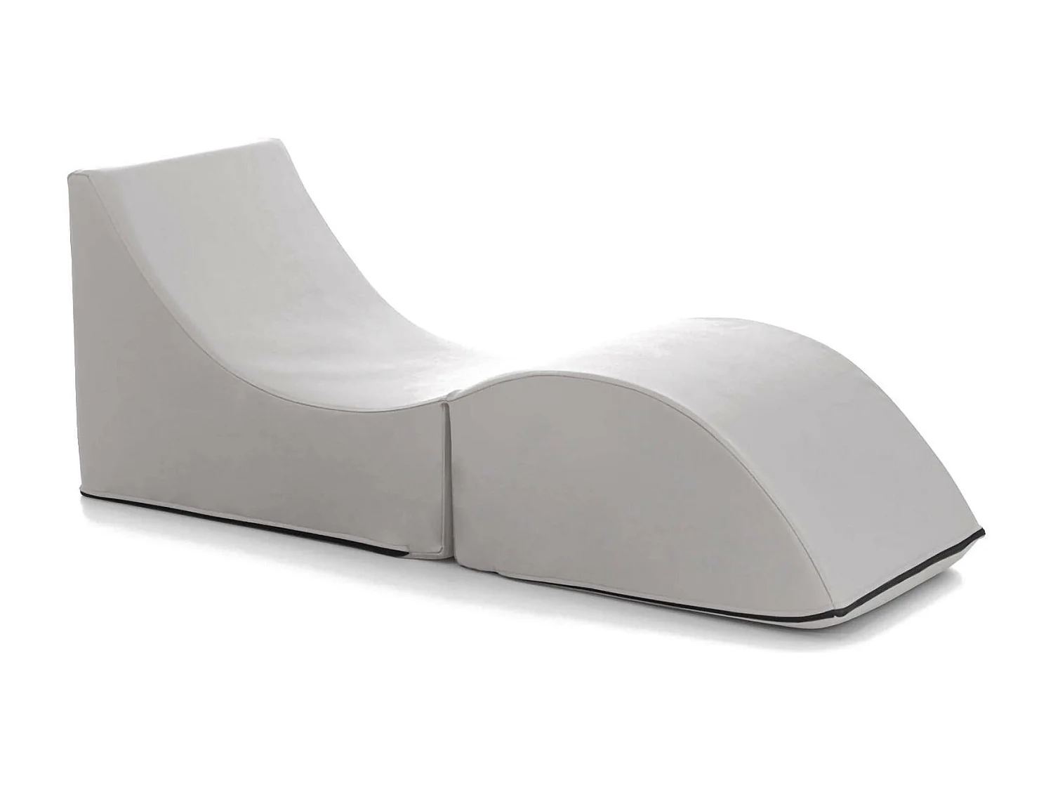 Lit pliant Andreina, Pouf transformable en lit simple, Méridienne en éco-cuir, 100% Made in Italy, 130x50h50 cm, Blanc