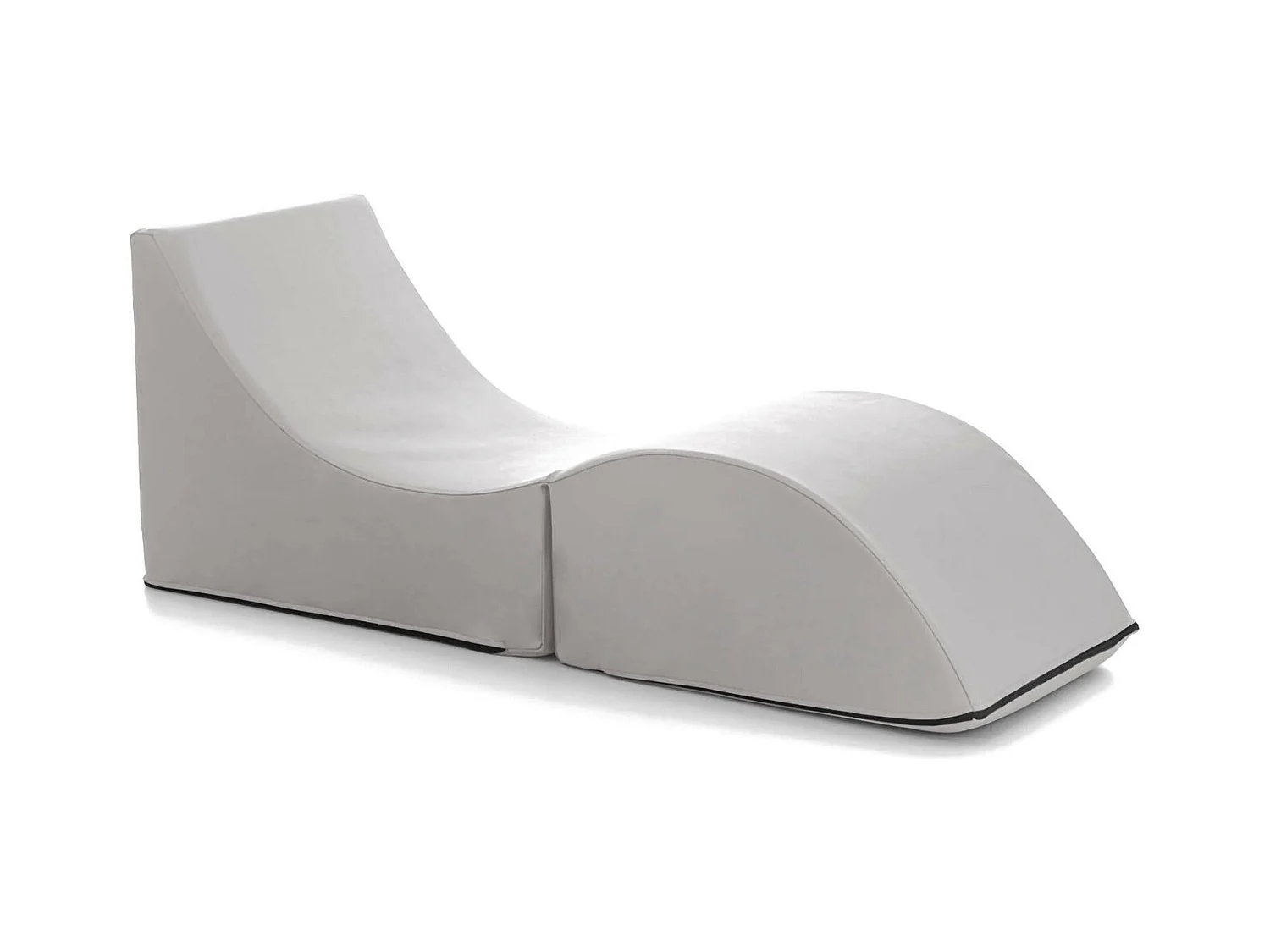 Cama plegable Andreina, Puf convertible en cama individual, Chaise longue de ecopiel, 100% Made in Italy, 130x50h50 cm, Blanco