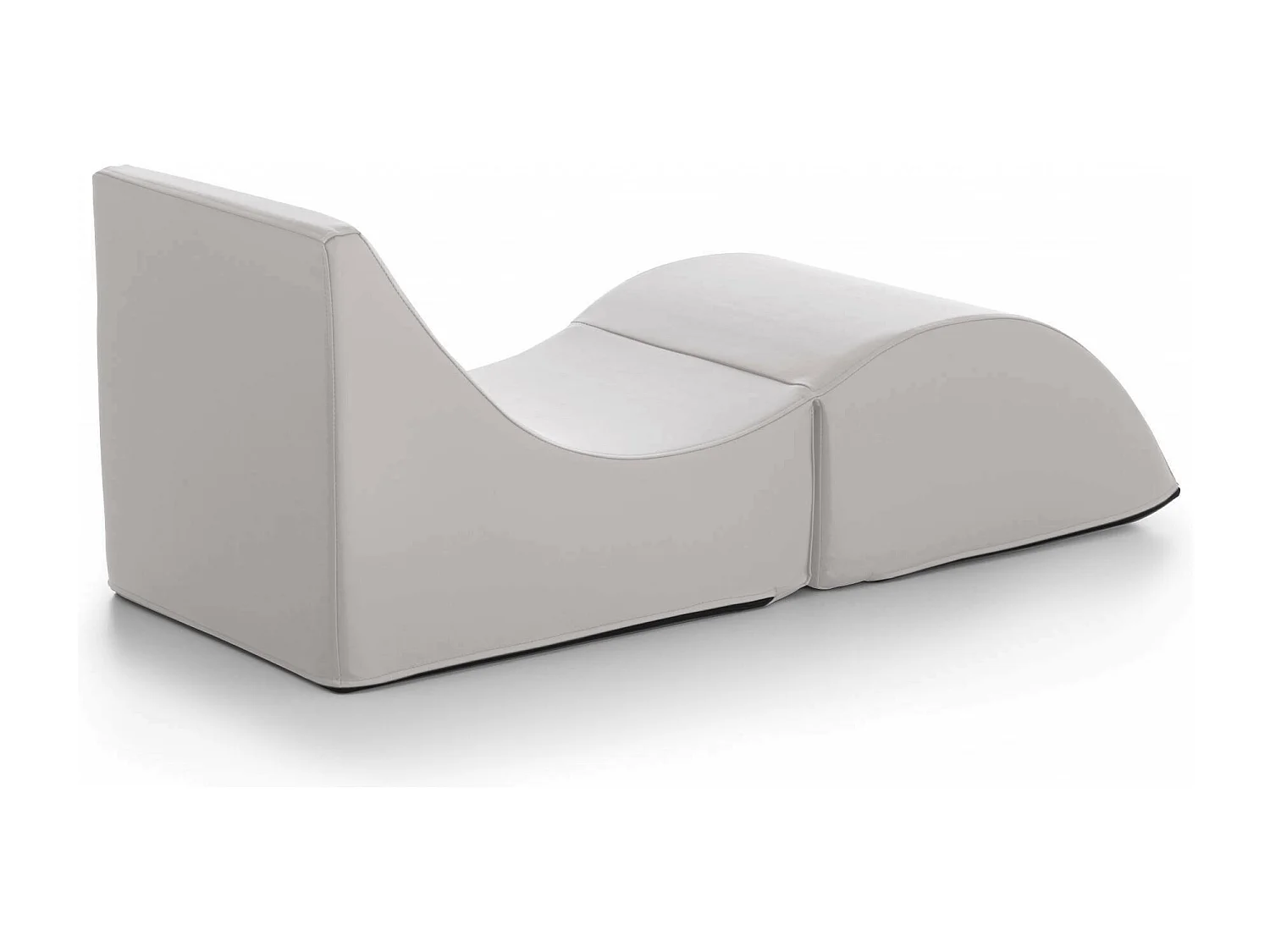 Cama plegable Andreina, Puf convertible en cama individual, Chaise longue de ecopiel, 100% Made in Italy, 130x50h50 cm, Blanco