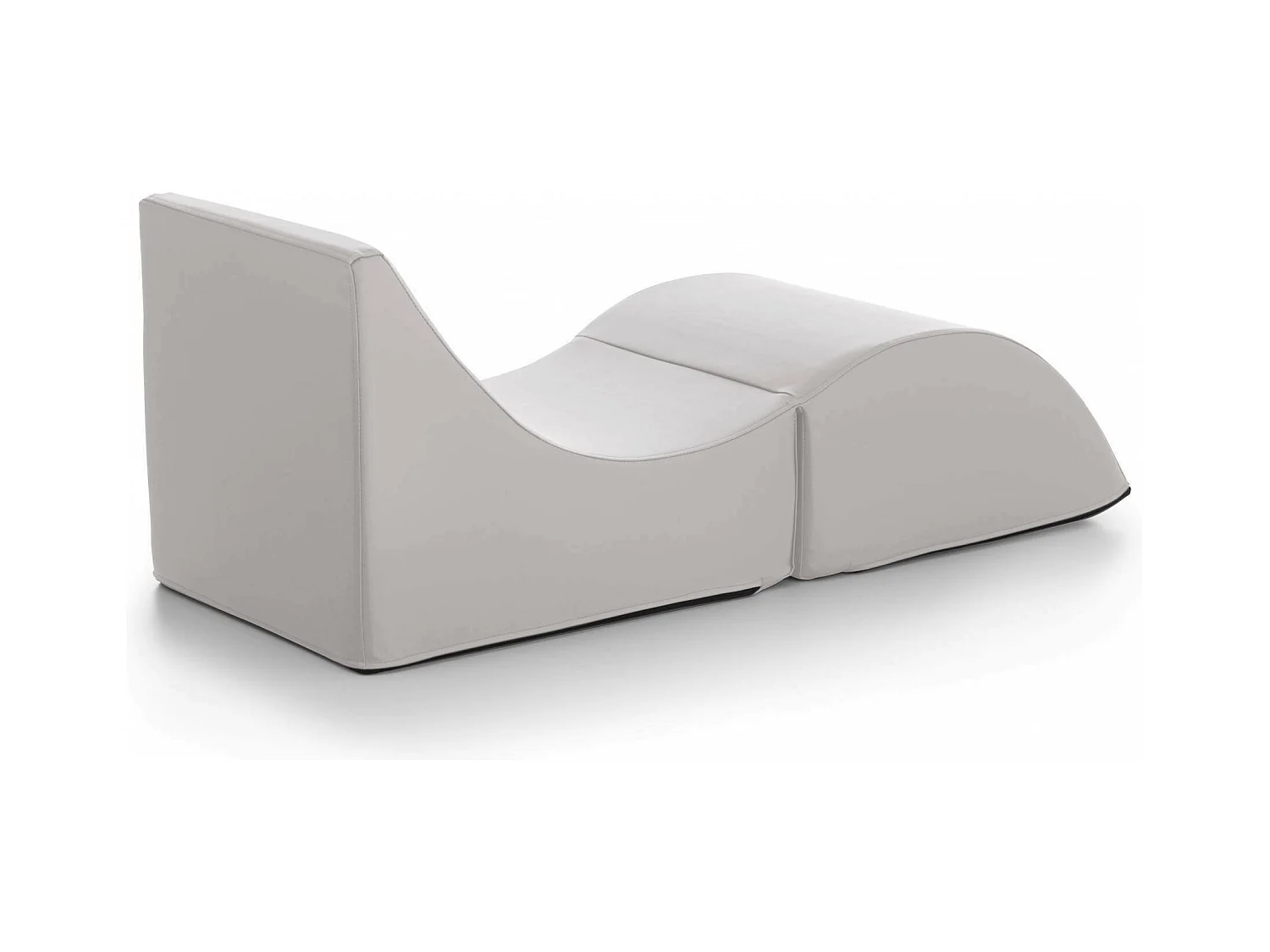 Cama plegable Andreina, Puf convertible en cama individual, Chaise longue de ecopiel, 100% Made in Italy, 130x50h50 cm, Blanco