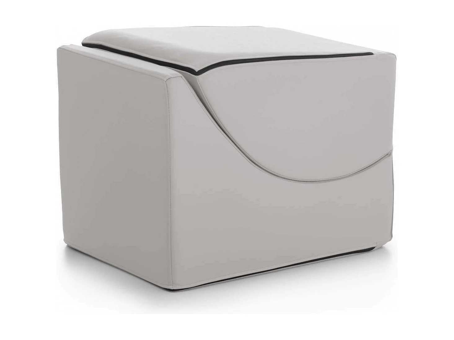 Cama plegable Andreina, Puf convertible en cama individual, Chaise longue de ecopiel, 100% Made in Italy, 130x50h50 cm, Blanco