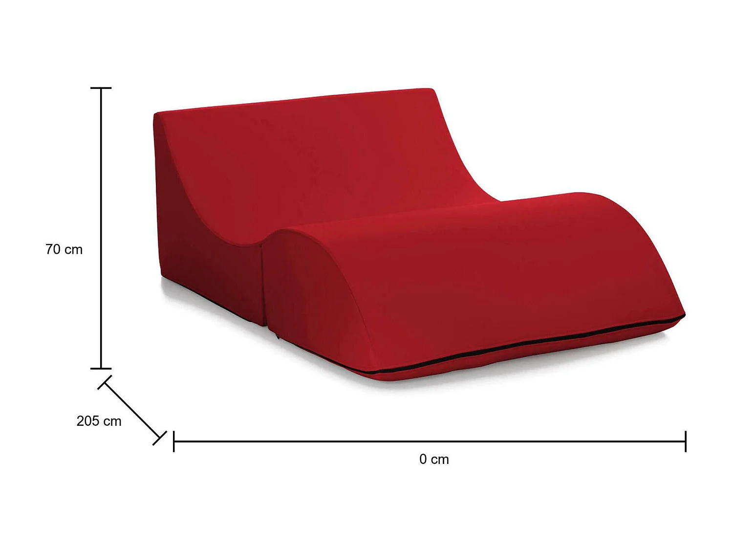 Annabella opklapbed, Poef om te bouwen tot tweepersoonsbed, Chaise longue van ecoleer, 100% Made in Italy, 100x200h70 cm, Rood